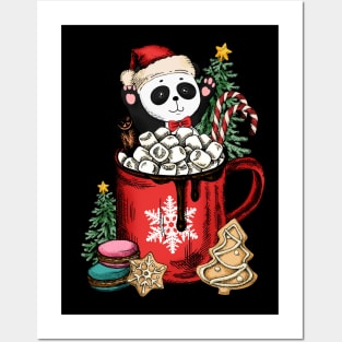 Cute Christmas Panda Posters and Art